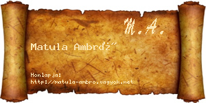 Matula Ambró névjegykártya